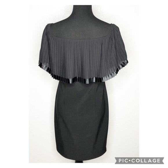 Frank Lyman Design black pleated shoulder overlay sheath dress size 6 - Picture 13 of 13